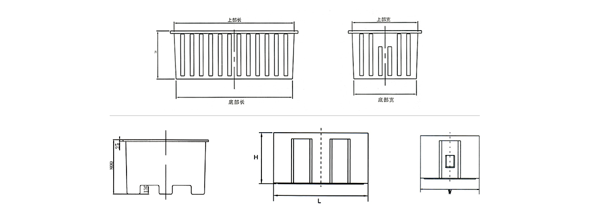 PE方桶、周轉箱尺寸線稿圖